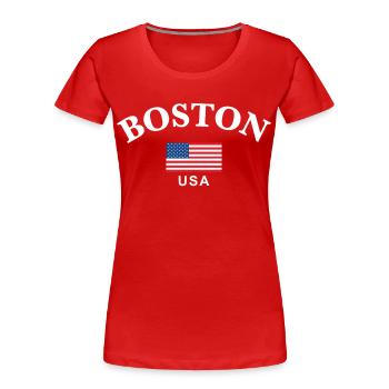 Boston, USA - Women's Premium Organic T-Shirt - red - Front - Mia (176cm)