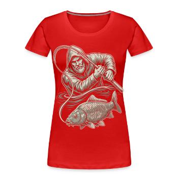 Alter Fischer Karpfen Illustration - Frauen Premium Bio T-Shirt - Rot - Vorne - Mia (176cm)