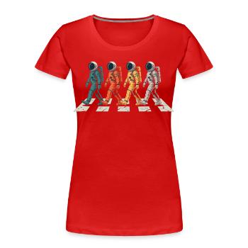 T-shirt de voyage spatial avec défilé des astronautes - T-shirt bio Premium Femme - rouge - Devant - Mia (176cm)