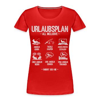 Plan de vacances de pêche Boy Pêcheur en Norvège - T-shirt bio Premium Femme - rouge - Devant - Mia (176cm)