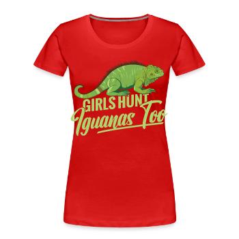 Leguanjagd, Frauen, Reptilienjäger, Eidechse - Frauen Premium Bio T-Shirt - Rot - Vorne - Mia (176cm)