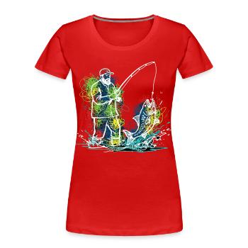 Fischerlegende Fischerfisch - Frauen Premium Bio T-Shirt - Rot - Vorne - Mia (176cm)