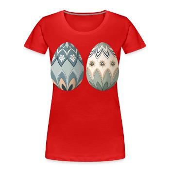 Pastel Floral Ornament Eggs - Women's Premium Organic T-Shirt - red - Front - Mia (176cm)