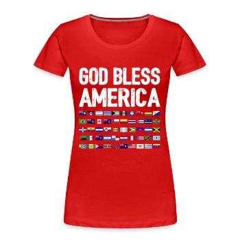 Gott segne Amerika Kontinent Alle Länder Erbe - Frauen Premium Bio T-Shirt - Rot - Vorne - Mia (176cm)