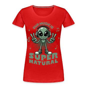 Lustiges Alien-T-Shirt - Frauen Premium Bio T-Shirt - Rot - Vorne - Mia (176cm)