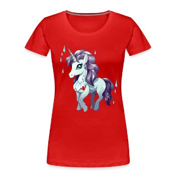 Unicorn Crystal Rain - Women's Premium Organic T-Shirt - red - Front - Mia (176cm)