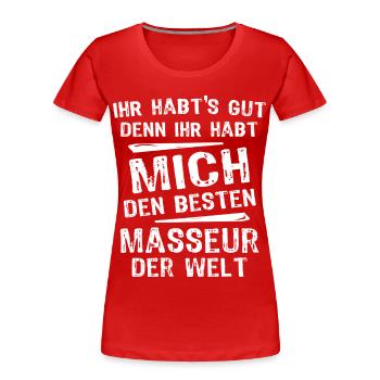 masseur - T-shirt bio Premium Femme - rouge - Devant - Mia (176cm)