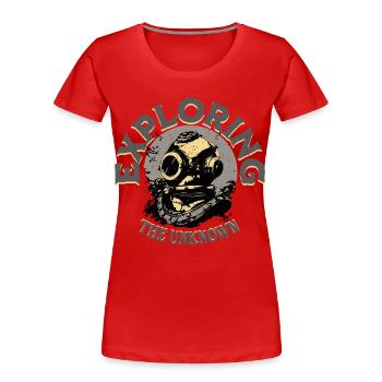 Vintage-Retro-Taucherhelm-T-Shirt - Frauen Premium Bio T-Shirt - Rot - Vorne - Mia (176cm)