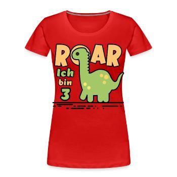 Dinosaure du 3e anniversaire - T-shirt bio Premium Femme - rouge - Devant - Mia (176cm)