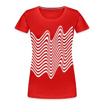 Bandes monochromes ondulées - T-shirt bio Premium Femme - rouge - Devant - Mia (176cm)