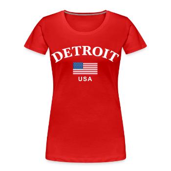 Detroit, USA - Women's Premium Organic T-Shirt - red - Front - Mia (176cm)