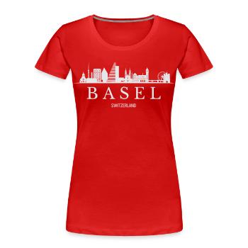 Bâle Skyline, Bâle Suisse - T-shirt bio Premium Femme - rouge - Devant - Mia (176cm)