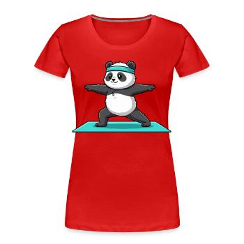 Yoga-Panda-Bär macht Krieger-Pose - Frauen Premium Bio T-Shirt - Rot - Vorne - Mia (176cm)