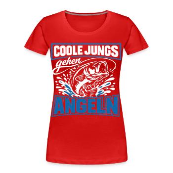 coole jungs gehen angeln - Frauen Premium Bio T-Shirt - Rot - Vorne - Mia (176cm)