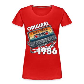 Cadeau pour 40 ans Mari Femme Mars 1986 - T-shirt bio Premium Femme - rouge - Devant - Mia (176cm)