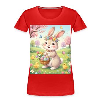 Lapin de Pâques - T-shirt bio Premium Femme - rouge - Devant - Mia (176cm)