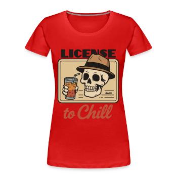 Skull ID Card with License to Chill - Women's Premium Organic T-Shirt - red - Front - Mia (176cm)