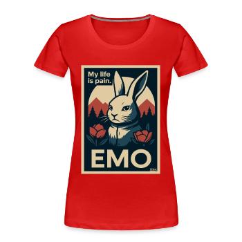 Emo bunny with My Life is Pain lettering - Women's Premium Organic T-Shirt - red - Front - Mia (176cm)
