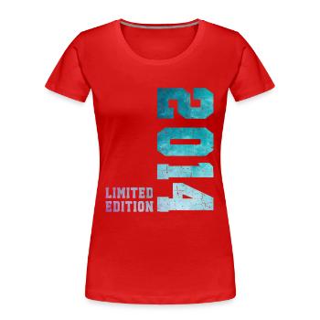 2014 12-Jahres-Jubiläum Limited Edition - Frauen Premium Bio T-Shirt - Rot - Vorne - Mia (176cm)