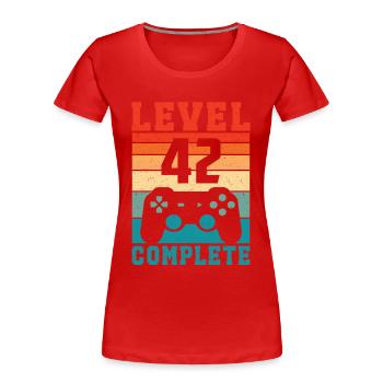 42nd Birthday Level 42 Complete 42 Years Gamer - Women's Premium Organic T-Shirt - red - Front - Mia (176cm)