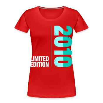 16 anniversaire 2010 Garçon Niveau 16 Débloqué - T-shirt bio Premium Femme - rouge - Devant - Mia (176cm)