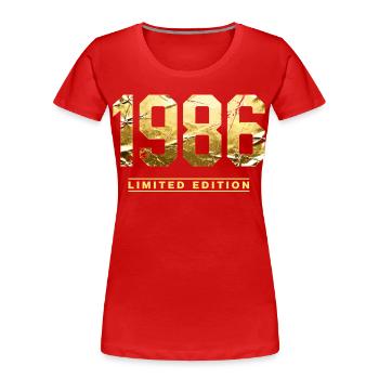 Édition limitée 1986 - Millésime 1986 - T-shirt bio Premium Femme - rouge - Devant - Mia (176cm)