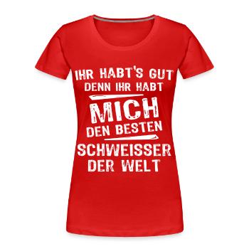 Schweisser - Frauen Premium Bio T-Shirt - Rot - Vorne - Mia (176cm)