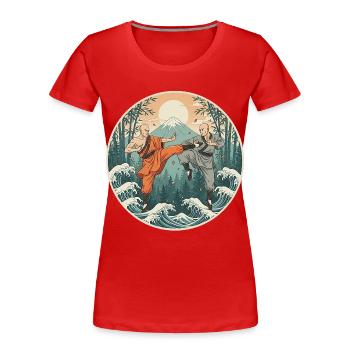 Kung Fu Kampfkunst - Frauen Premium Bio T-Shirt - Rot - Vorne - Mia (176cm)