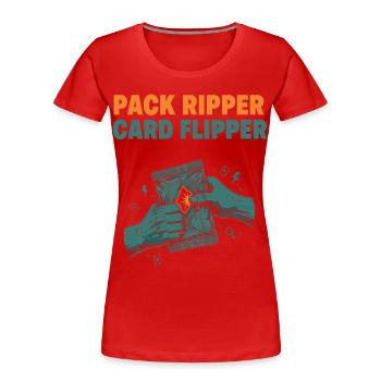 Pack Ripper Card Flipper Trading Card Collector - Women's Premium Organic T-Shirt - red - Front - Mia (176cm)