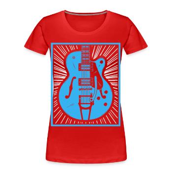 Retro-Gitarren-Silhouette - Frauen Premium Bio T-Shirt - Rot - Vorne - Mia (176cm)