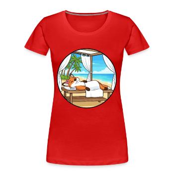Beach Spa Fox Animal Relaxing Art - Women's Premium Organic T-Shirt - red - Front - Mia (176cm)