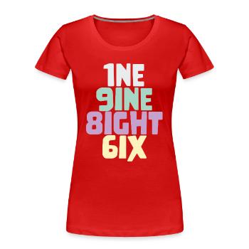 Millésime 1986 - T-shirt bio Premium Femme - rouge - Devant - Mia (176cm)