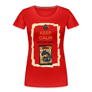 Keep Calm And Open Packs Sammelkarten-Booster-Pack - Frauen Premium Bio T-Shirt - Rot - Vorne - Mia (176cm)