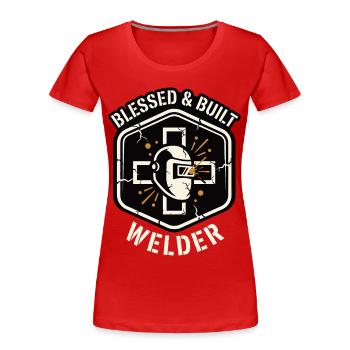 Motif de soudeur construit - T-shirt bio Premium Femme - rouge - Devant - Mia (176cm)
