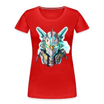 Energiekern Helm Neonstahl - Frauen Premium Bio T-Shirt - Rot - Vorne - Mia (176cm)