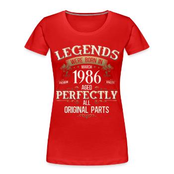 Cadeau de 40e anniversaire Mari Vintage mars 1986 - T-shirt bio Premium Femme - rouge - Devant - Mia (176cm)