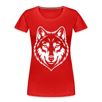 Design artistique minimaliste de la tête de tête de loup - T-shirt bio Premium Femme - rouge - Devant - Mia (176cm)