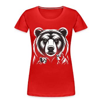 Dessin artistique minimaliste de la tête d’ours - T-shirt bio Premium Femme - rouge - Devant - Mia (176cm)