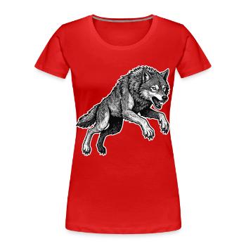 Wild Wolf Race Maskottchen Alpha Wolf - Frauen Premium Bio T-Shirt - Rot - Vorne - Mia (176cm)