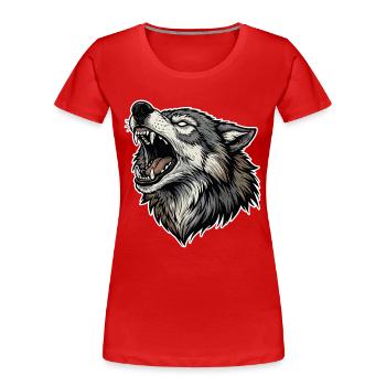 Loup Sauvage Hurlant Mascotte Alpha Wolf - T-shirt bio Premium Femme - rouge - Devant - Mia (176cm)