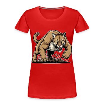 Cougar Mountain Lion Wild Mascot - Women's Premium Organic T-Shirt - red - Front - Mia (176cm)
