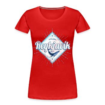 Reykjavík Capital of Iceland Retro Whale Souvenir - Women's Premium Organic T-Shirt - red - Front - Mia (176cm)