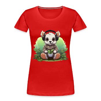 Plantation de pandas casque - T-shirt bio Premium Femme - rouge - Devant - Mia (176cm)