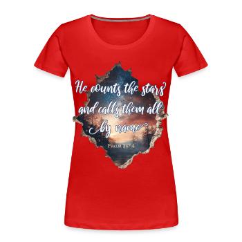 Bibelvers Christlich - Frauen Premium Bio T-Shirt - Rot - Vorne - Mia (176cm)