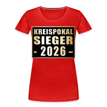 Vainqueur de la Coupe de district 2026 - T-shirt bio Premium Femme - rouge - Devant - Mia (176cm)