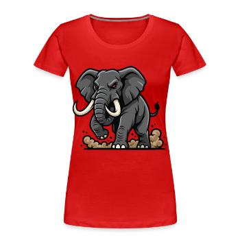 Wild Elephant Charge Mascot Elephant Power - Women's Premium Organic T-Shirt - red - Front - Mia (176cm)