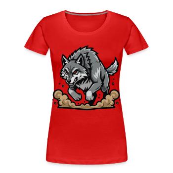 Wild Gray Wolf Charge Mascot Wolf Run - Women's Premium Organic T-Shirt - red - Front - Mia (176cm)