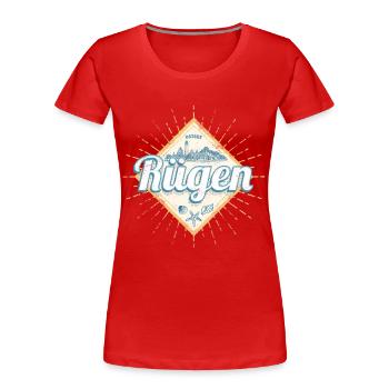 Rügen Vintage Souvenir mit Seestern Insel Design - Frauen Premium Bio T-Shirt - Rot - Vorne - Mia (176cm)