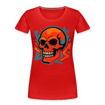 Bunter Totenkopf Street Art Motiv - Frauen Premium Bio T-Shirt - Rot - Vorne - Mia (176cm)