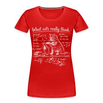 Cat, Physics, What cats really think - Women's Premium Organic T-Shirt - red - Front - Mia (176cm)